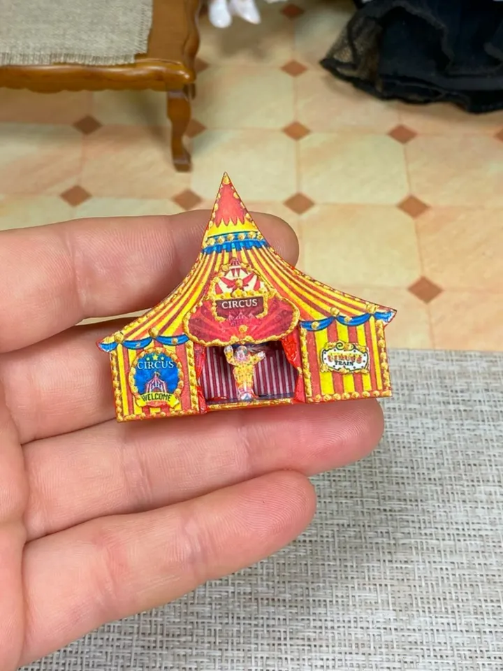 Tutorial. Miniature puppet circus in two sizes. Photo tutorial. Digital printing.
