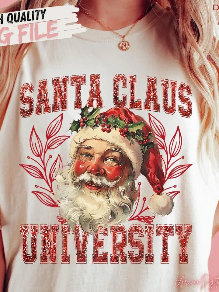 Santa Universty PNG, Retro Christmas png, Vintage Santa png, Christmas png, Santa Claus png, Merry Christmas png, Santa png, Sublimation png
