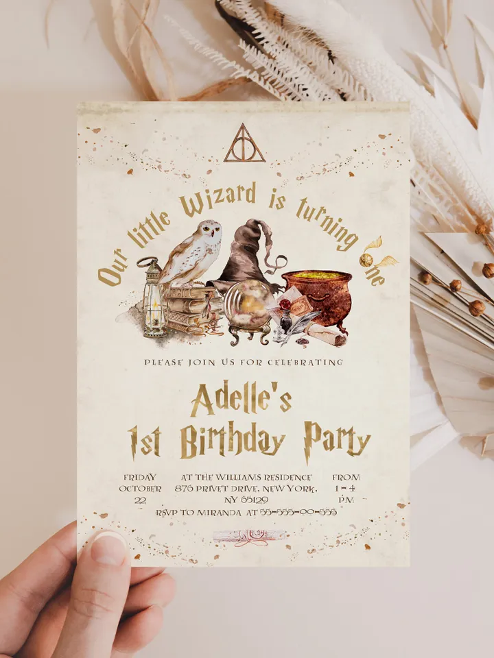 The Chosen One Invitation; Wizard Birthday Party; Magic School 1st Birthday Invitation Template; Editable Wizarding World Invitation; Wms12