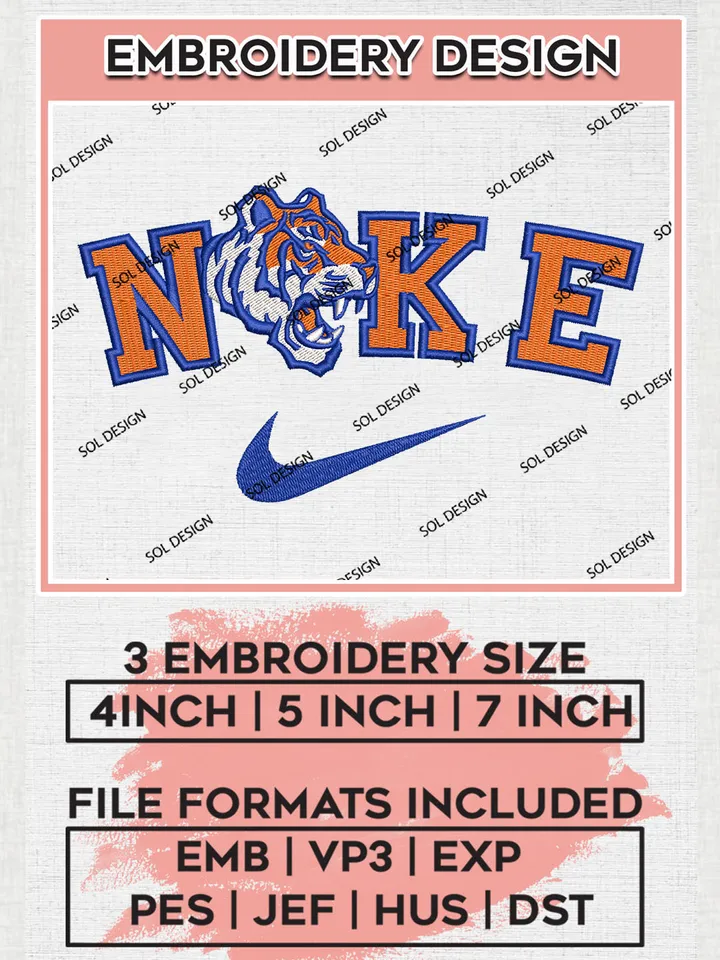 Ni.kee Savannah State Tigers Team Logo Embroidery Design Files, NCAA Savannah State Tigers Machine Embroidery, NCAA Teams, 3 sizes, NCAA Machine embroidery designs, Digital Download