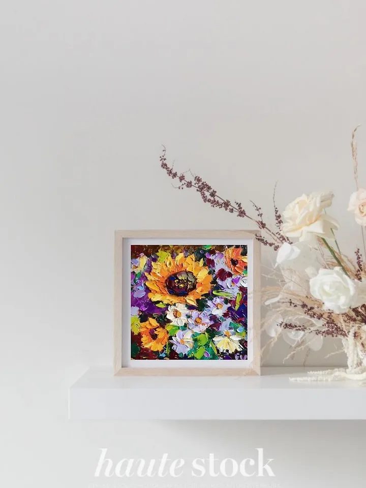 Sunflower Painting Daisy Original Art Oil Painting Floral Artwork Flower Verafe
