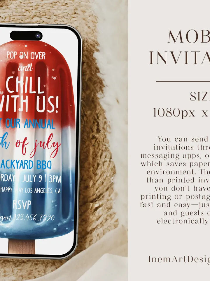 4th of July Party Invitation Template, Printable Fourth of July BBQ Invitation, BBQ Invitation, Editable Patriotic Instant Download