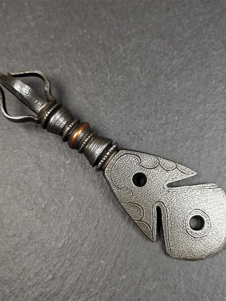 Gandhanra Handmade Tibetan Amulet,Kartika(knife of the dakinis), Trantic Buddhism Ritual Implement, Altar Tools,Made of Cold Iron,4.0"