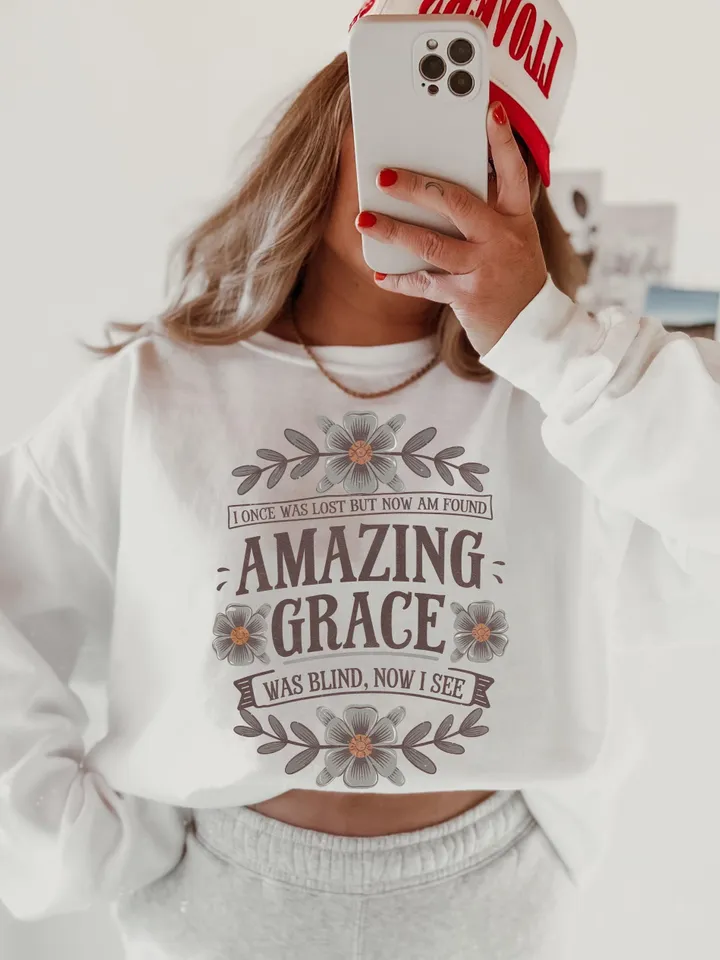 Amazing Grace PNG Christian PNG Sublimation Design Jesus PNG Faith Shirt Clipart Christian Easter Hymn Floral Art Wild Flowers Minimalist