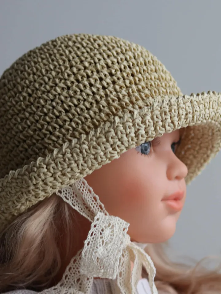 Baby summer hat, straw bucket beach sun hat , summer outfit for kids