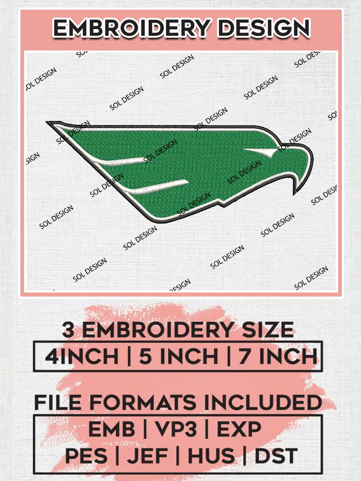 North Texas Mean Green Team College Football Team Logo Embroidery Design Files, NCAA North Texas Mean Green Team Embroidery, NCAA Game Day, Machine embroidery designs, Digital Download