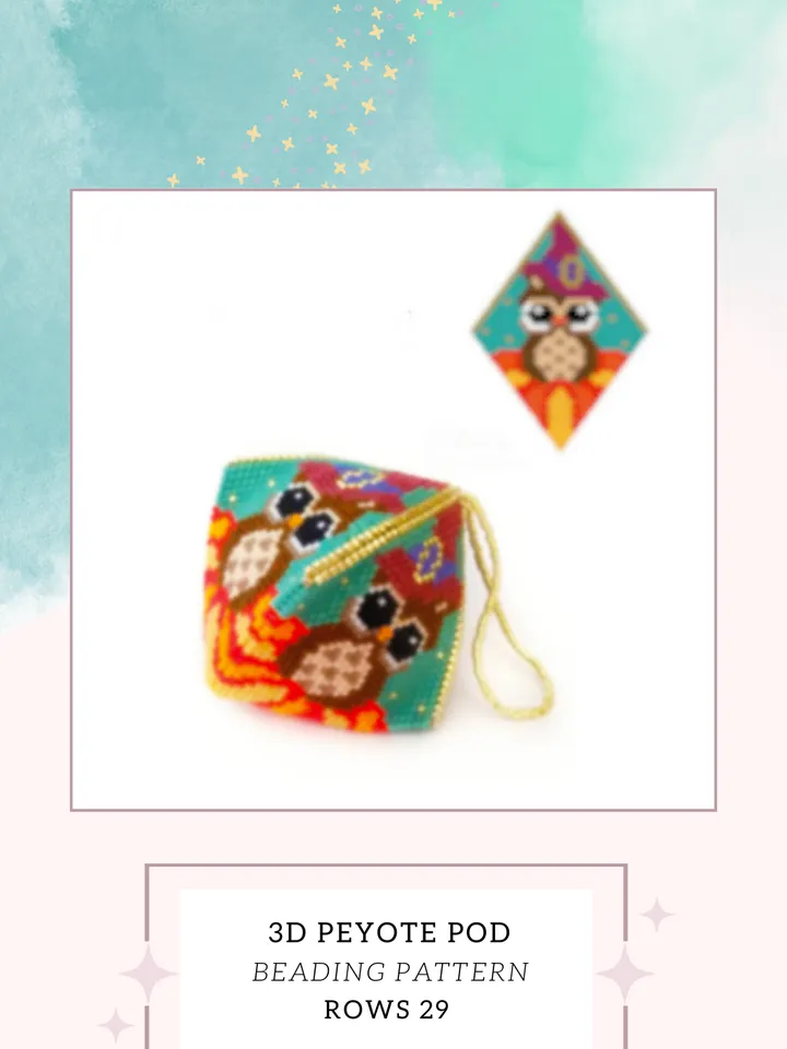 Owl and Pumpkin 3D Peyote Pod Beading PDF Pattern, Beaded Pod Halloween Ornament, Seed Bead Patterns