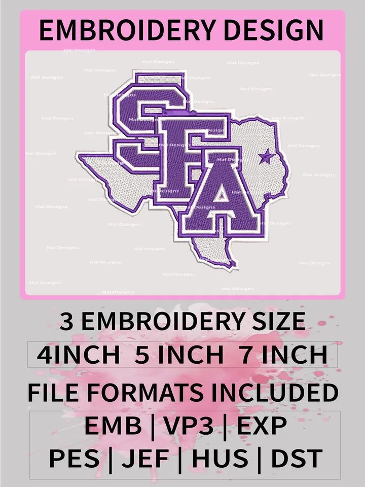 NCAA Stephen F. Austin Lumberjacks Embroidery File, 3 Sizes, 6 Formats, NCAA Machine Embroidery Design, NCAA Logo, NCAA Teams