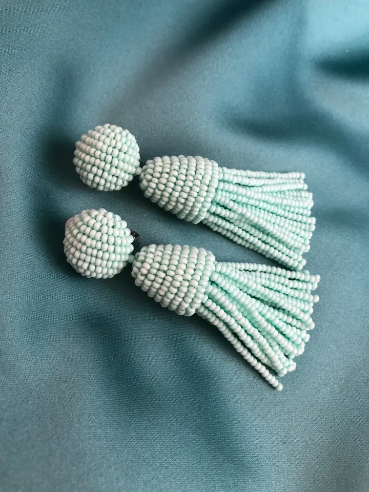 Short Tassel Beaded Earrings clip-on