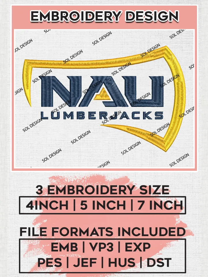 NCAA NAU Lumberjacks Team Word Logo Embroidery Design Files, NCAA Northern Arizona Lumberjacks Machine Embroidery, NCAA Teams, 3 sizes, NCAA Machine embroidery designs, Digital Download