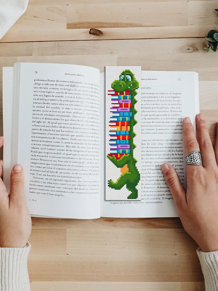Cute bookmark cross stitch pattern digital PDF Handmade bookmark embroidery beginners Instant download Baby Dinosaur cross stitch #B14