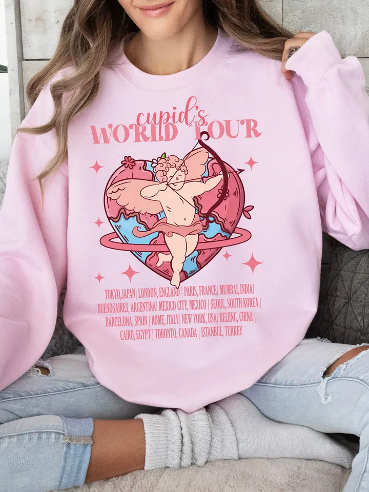 Cupid's World Tour Png, Cupid Valentine PNG, Retro Valentine, Valentine Sublimation, Trendy png, Retro png, trendy vday shirt png