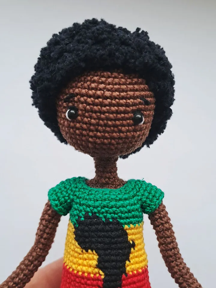 African doll pattern. African boy doll. Crochet african doll. Male african doll