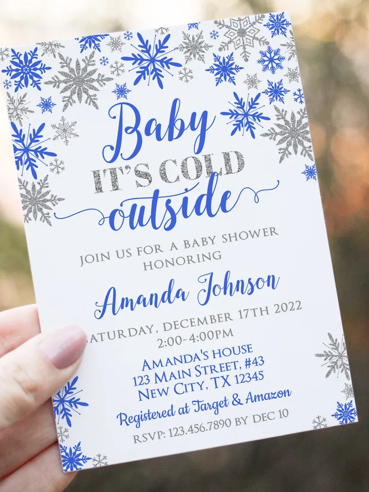 Baby It's Cold Outside Baby Shower Invitation, Winter Wonderland Baby Shower Invitation, It's a Girl Instant Download Editable Template