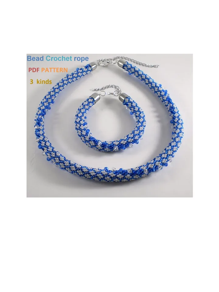 Bead Crochet Rope Necklace Bracelet pattern, pattern seed beads, DIY, bead jewelery, Instant Download, PDF patterns