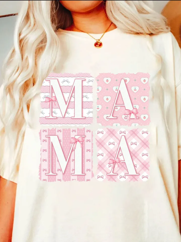 Coquette MAMA Design, Pink Plaid Mama png, Pink Mama png, Soft Girl Era png, Pink Bow, Aesthetic, Social Club png, Coquette shirt design Png