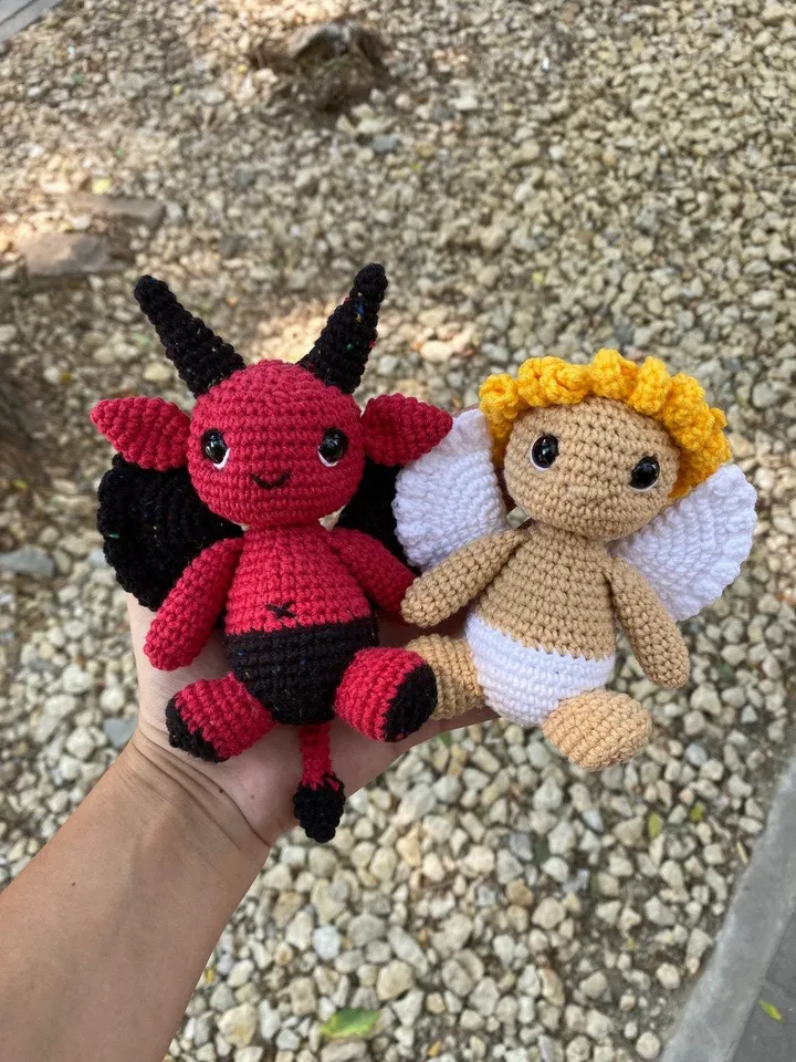 PDF Crochet SET Angel and Devil Pattern, Amigurumi Angel, Crochet Halloween Pattern Amigurumi Devil Crochet animal Halloween Monster pattern