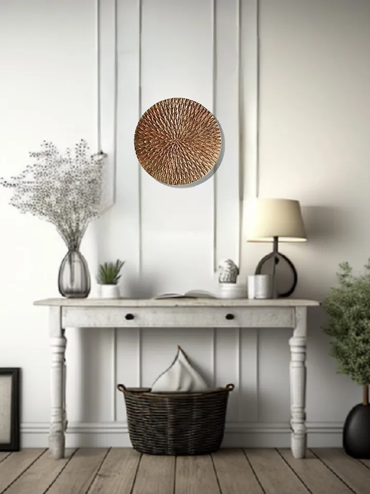 Bronze texture wall art 35 cm, Round wall decor, Abstract artwork, 3D Wall paint