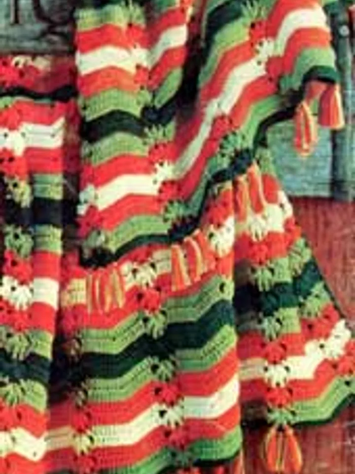 Crochet Pattern Vintage Afghan Crocheted Striped Digital Download PDF