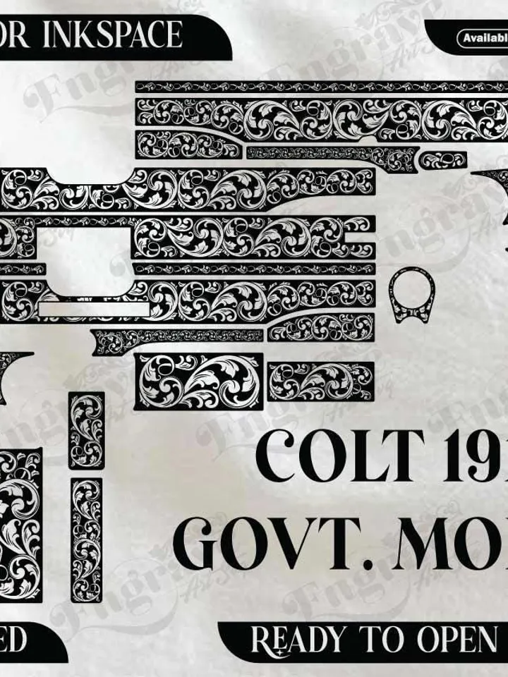 COLT 1911 GOVERNMENT MODEL Design,lasercut,laserengraving,fiberlaser,engravingfiles