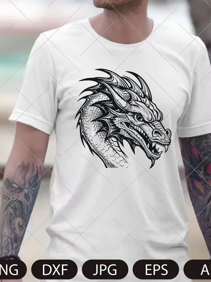 Dragon SVG, Tribal Dragon SVG, Dragon Tattoo svg, Dragon Silhouette, Dragon Vector, Dragon Clipart, Cut File Cricut, Silhouette