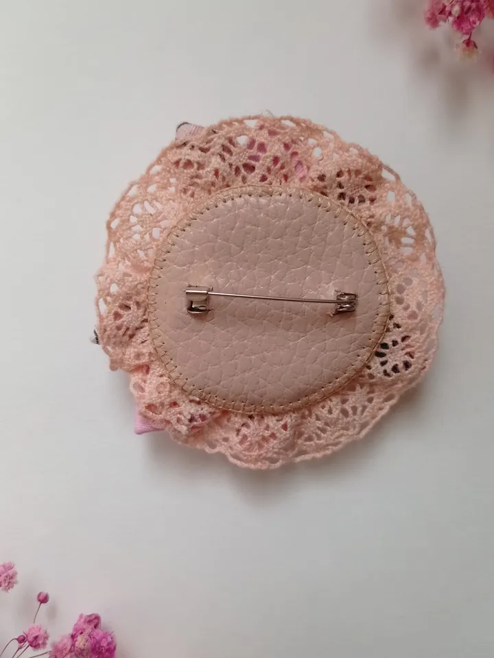 Pink Handmade Textile brooch