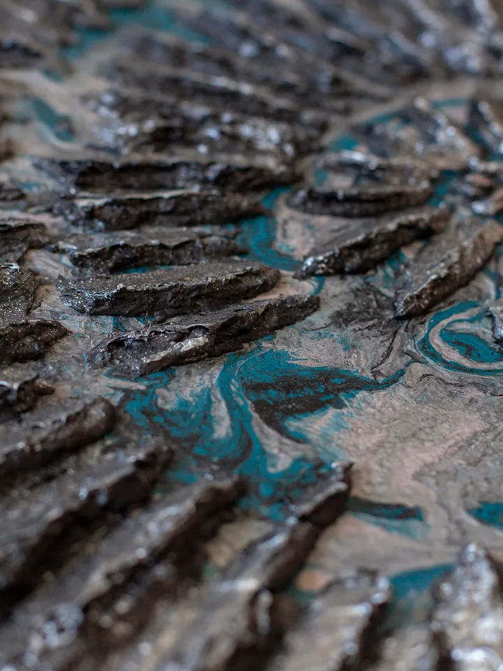 Waterscape wall art | Modern Abstract Sea Painting | 3D Effect Acrylic Art on MDF Board | Handmade Artwork | Blue Square painting | Modular painting