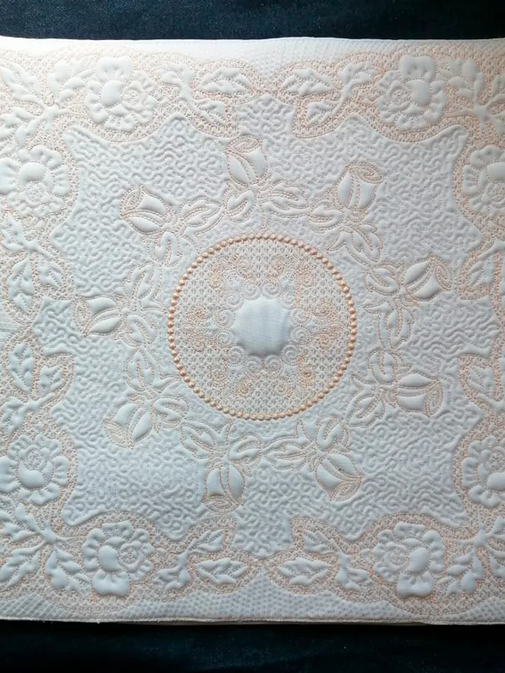Machine Embroidery Design roses in trapunto technique in four parts
