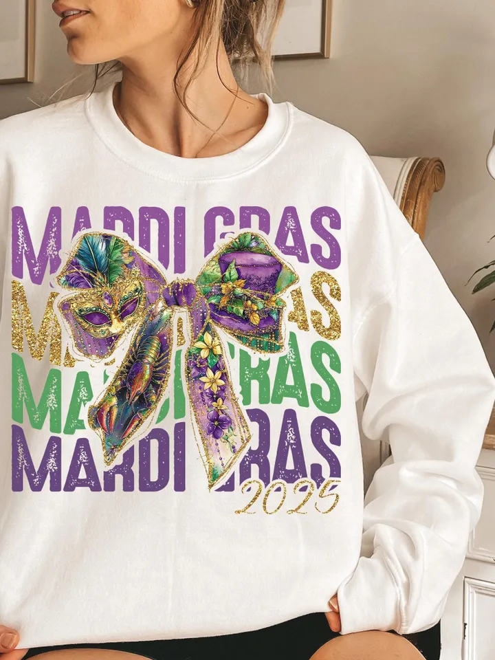 Mardi Gras Coquette PNG, Retro Mardi Gras Png, Fleur De Lis Png, Glitter, King Cake Png, Louisiana Crawfish Png, Coquette Bow Png Design