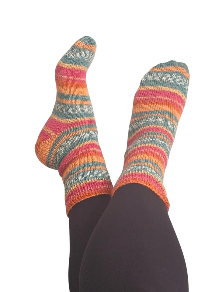 Personalized Hand-Knitted Socks β Warm and Cozy, Purple Wool Socks, Winter Socks , Knit Wool Socks