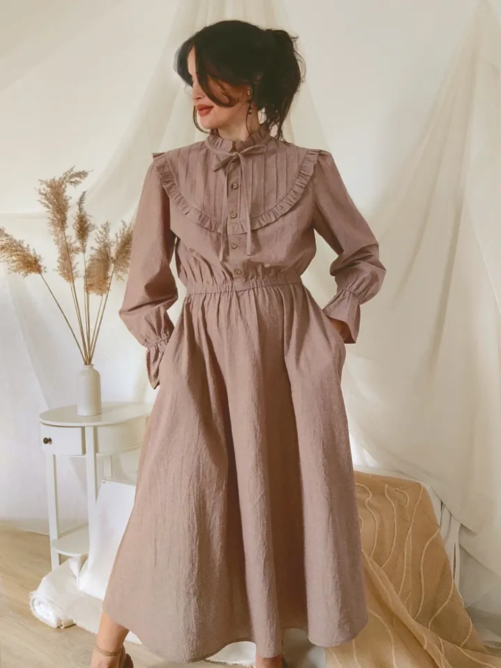 Maxi cotton spring summer women's dress/ Victorian inspired vintage style dress/ Cottagecore dress/ Long sleeves custom dress