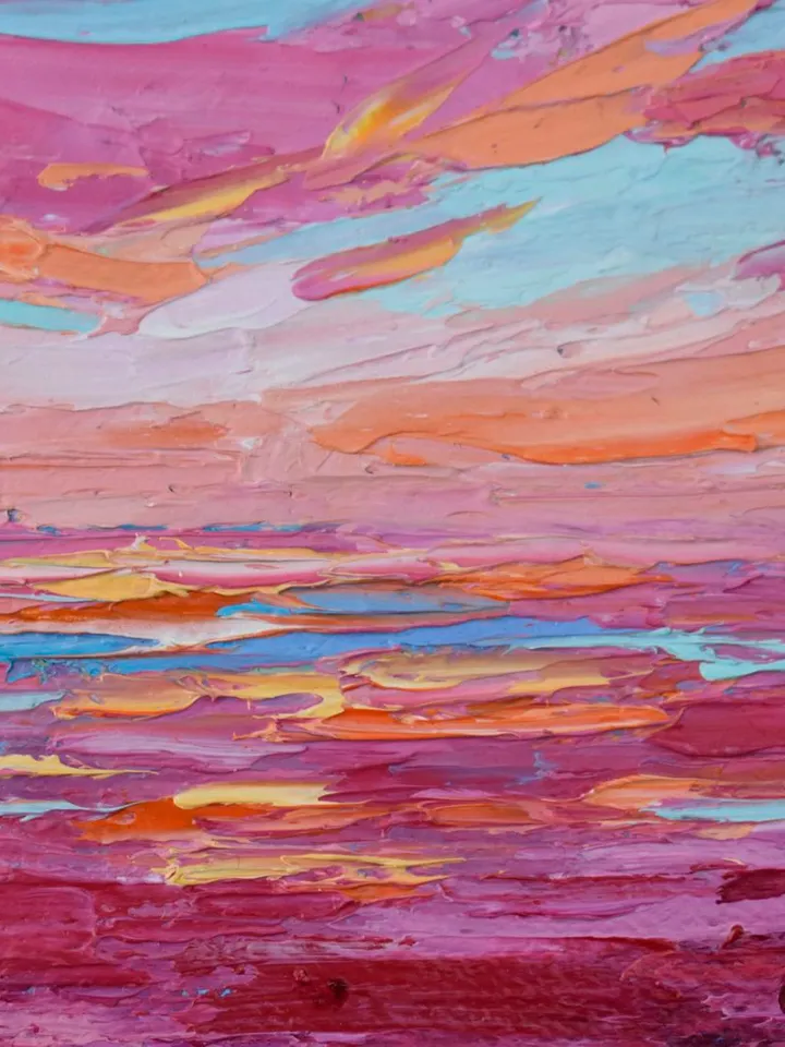 California Coast Seascape oil painting Original art 5 by 5 inches Sunset Art Beach painting