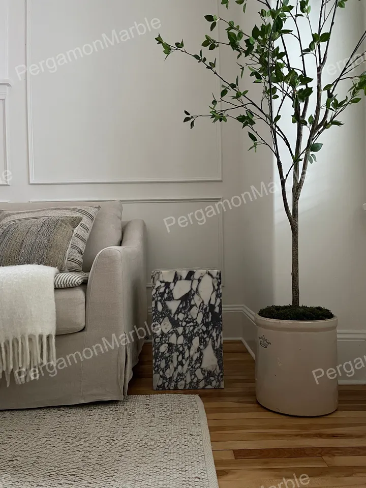 Calacatta viola Marble cube table marble cube coffee table nightstand or side table, handmade