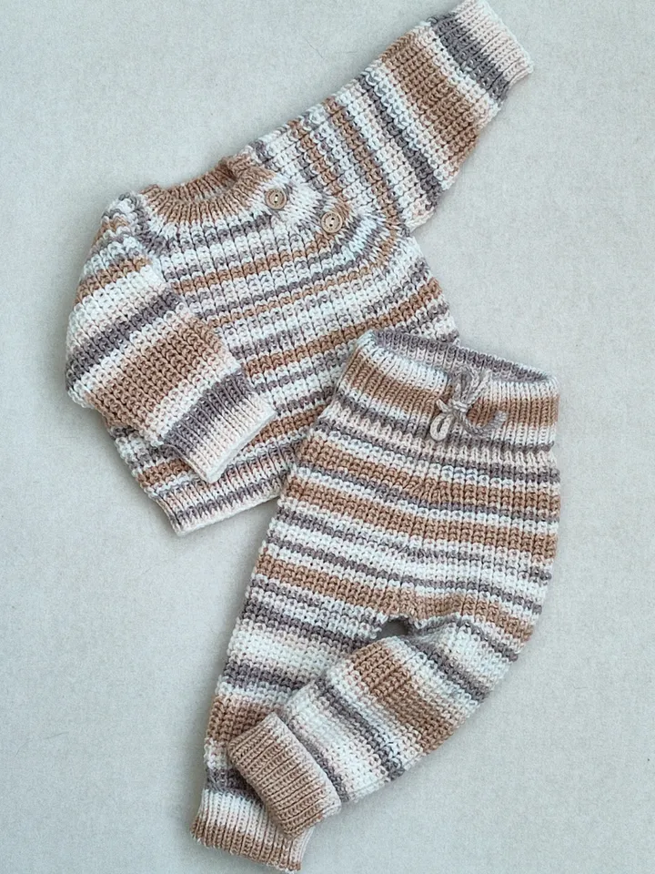 Baby kids Knit Side Button Sweater and Pants, 2 Piece Set