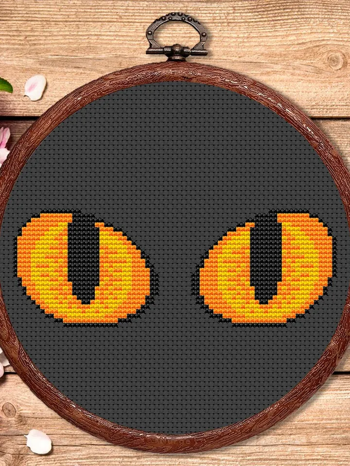 Cat's Eyes Cross Stitch Pattern, Cat Cross Stitch Pattern, Embroidery Cat, Animal Cross Stitch Pattern, Modern Cross Stitch Pattern #cat004