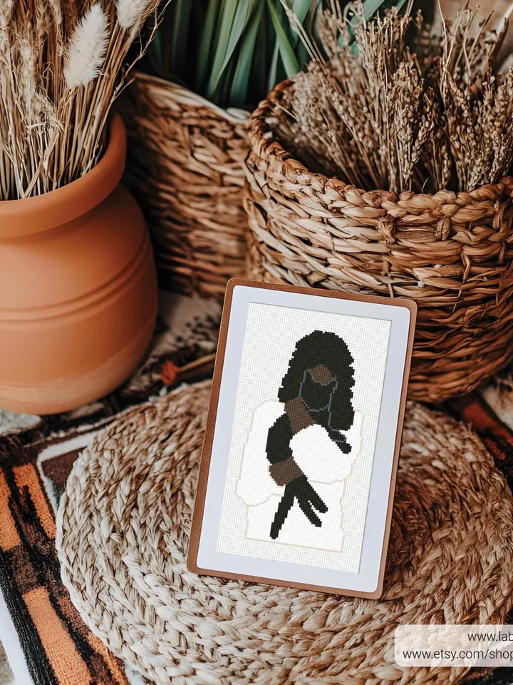 Woman Cats Boho Style cross stitch pattern, bundle, Floral, nature, girl, counted, chart, gift DIY, embroidery, beginner, instant PDF
