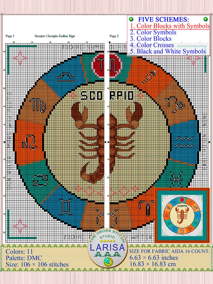 Scorpio Cross Stitch Pattern | Scorpio Zodiac Sign