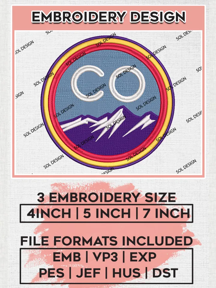 MLB Colorado Rockies Logo Embroidery Design Files, MLB Colorado Rockies Team Embroidery, MLB Teams, 3 sizes, MLB Machine embroidery designs, Digital Download
