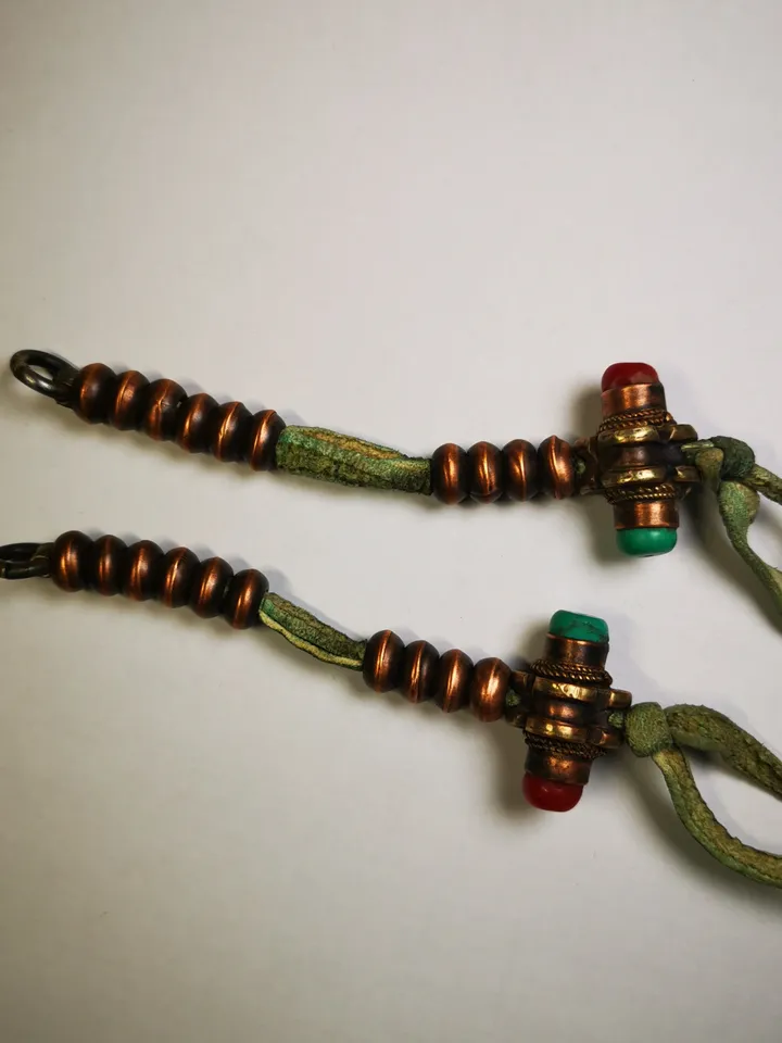 Gandhanra 9mm Tibetan Buddhist Prayer Bead Counters for 10-20mm Mala,with Agate Pendant,Made of Red Copper