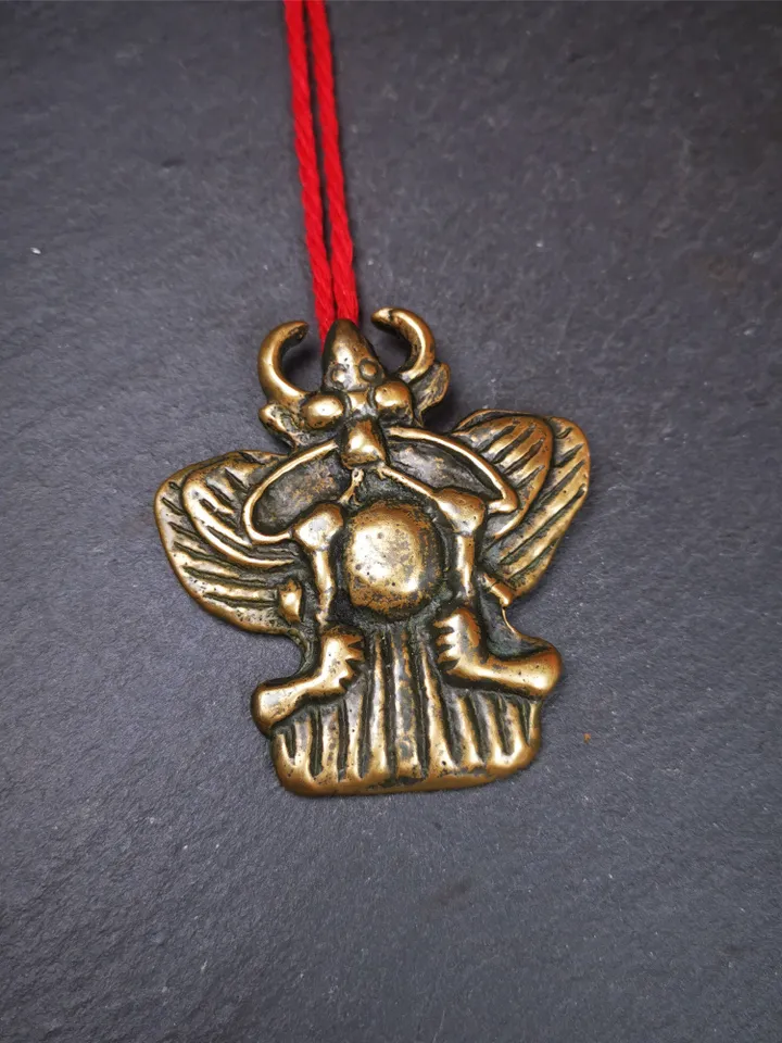 Gandhanra Antique Tibetan Buddhist Amulet Garuda,Garula,Suparna,Golden-winged Bird Pendant,Made of Bronze,80 years old