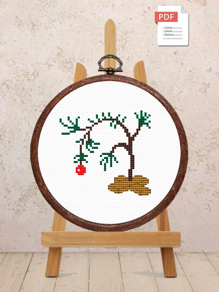 Christmas Tree Cross Stitch Pattern, Modern Christmas cross stitch chart, XMas Motifs, simple, easy, quick, Merry Christmas #hld027