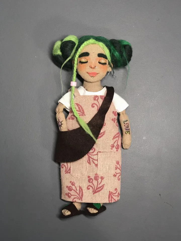 Textile doll Flora Sewing pattern PDF + Video tutorial
