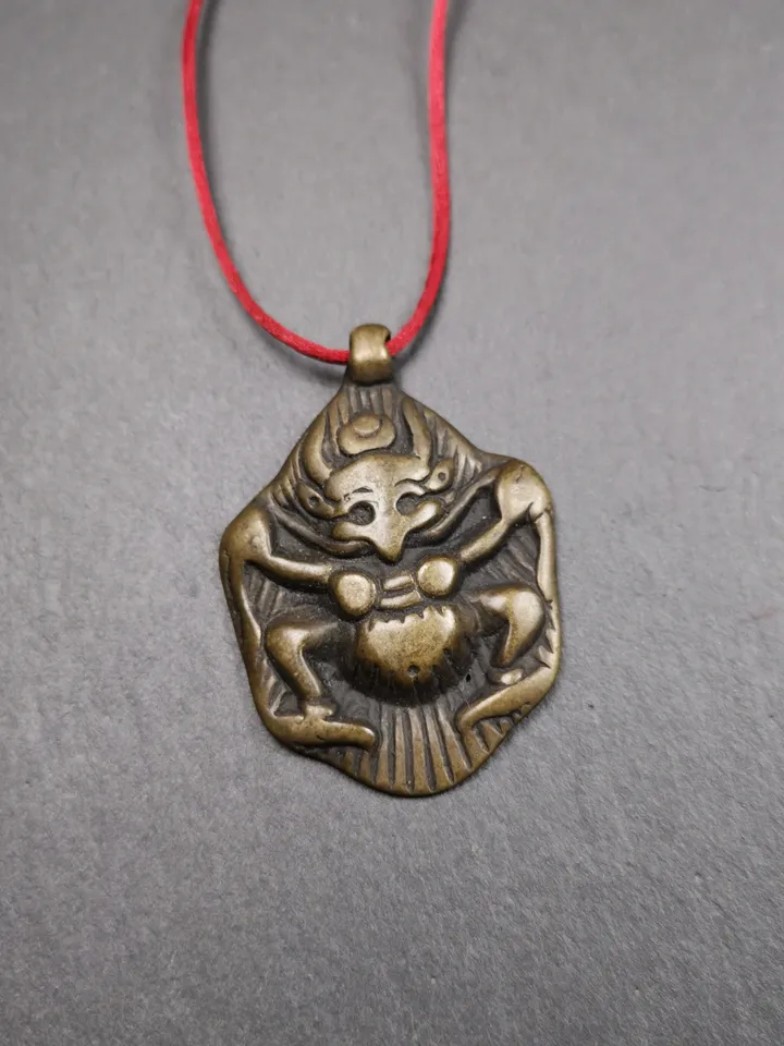 Gandhanra Antique Tibetan Buddhist Amulet Pendant - Garuda - The Golden-Winged Bird, Crafted from Copper,Size 2.1" * 1.4"