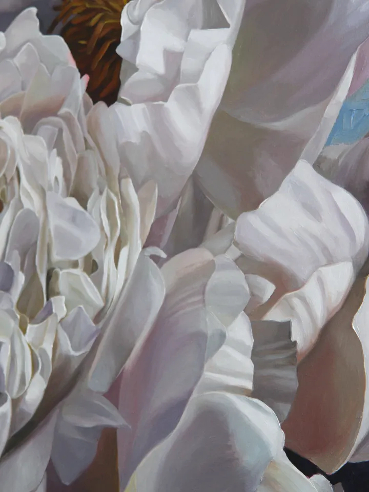 White peonies oil painting