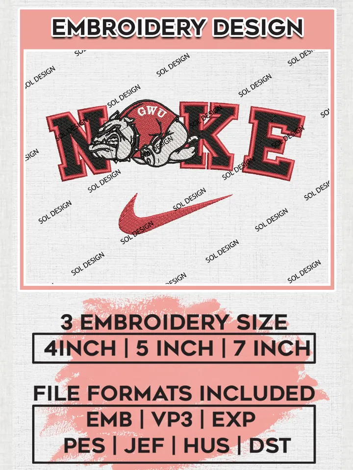 Nike Gardner Webb Runnin Bulldogs Machine Embroidery Design, NCAA Gardner Webb Runnin Bulldogs Embroidery Design Design files, NCAA Embroidery Designs, NCAA Machine Embroidery Designs, Digital Download
