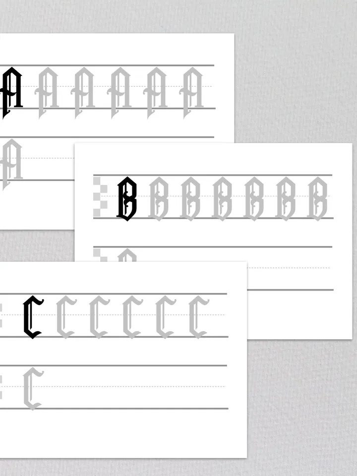 Printable Gothic Letters Worksheets • Gothic Calligraphy Practice Template Pdf