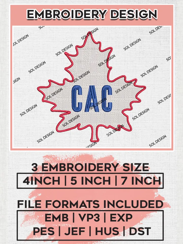 NHL Montreal Canadiens CAC Team Logo Embroidery Design, NHL Montreal Canadiens Logo Embroidery Files, Hockey Team Machine Embroidery, Machine Embroidery Design