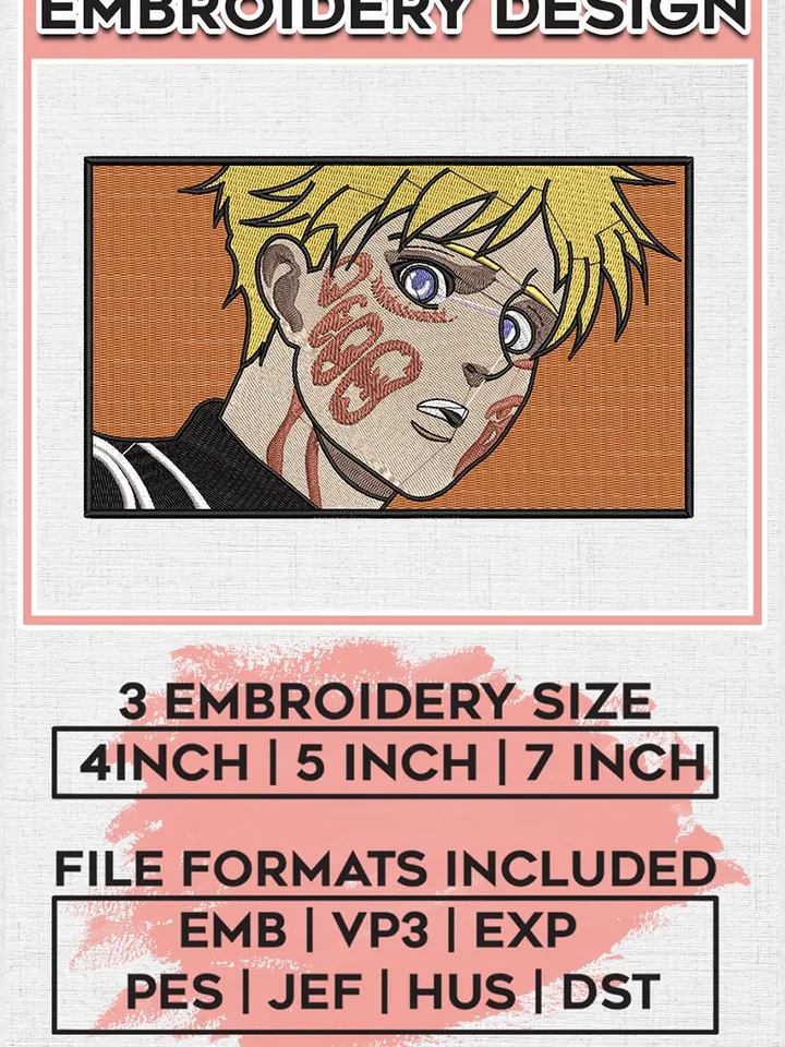 Armin Arlert Embroidery Design File, Attack On Titan Anime Embroidery Files, Emb Machine Embroidery Designs EMB_ANIME_251