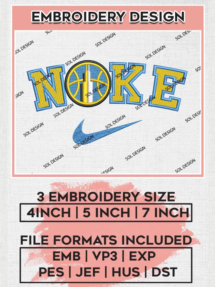 Nike WNBA Chicago Sky Logo Embroidery Files, WNBA Chicago Team Embroidery Designs, Basketball Teams, 3 sizes, Machine embroidery designs, Digital Download