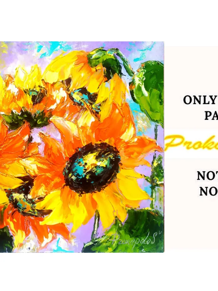 Sunflower Painting Floral Original Art Impasto Oil Painting 8x10 Flower Artwork Sunflowers Wall Art Painting by ArtProkopaloSv